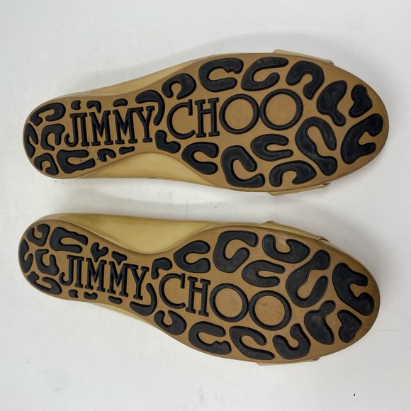 Jimmy Choo Morse Patent Leather Tan Beige Ballerina Flats Size 37 - Picture 9 of 10